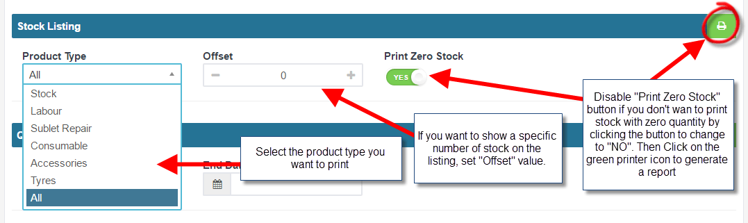 Workshop Software run a stock listing report showing product type you want to report on or for all products select ‘all’ ,…