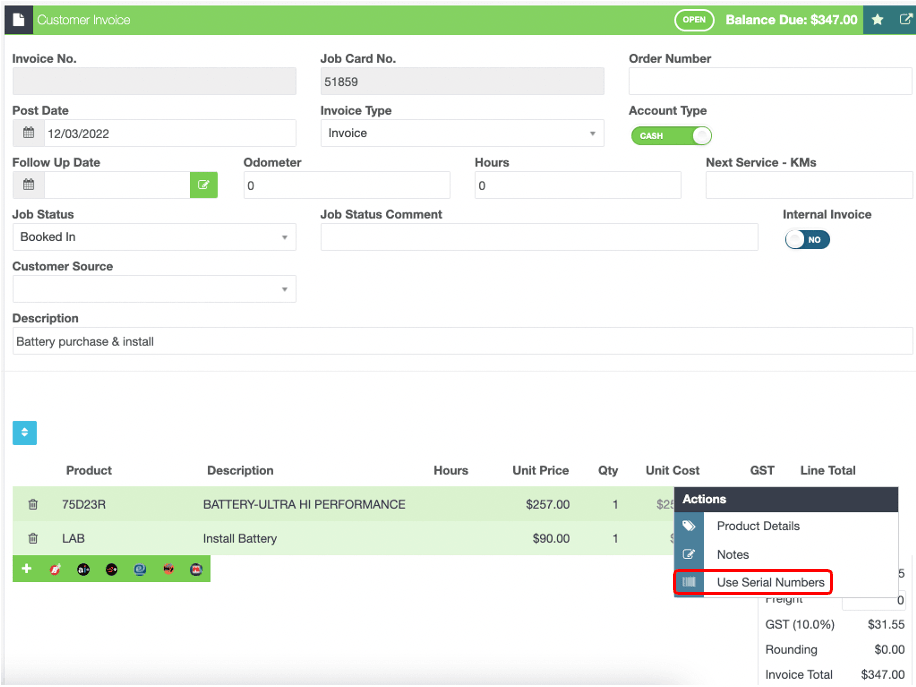 Workshop Software screen showing a pop up box will appear, select “ use serial numbers “