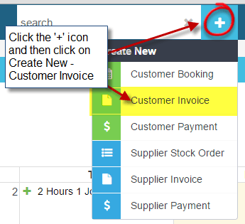 Workshop Software how to refund an account customer/invoice showing customer invoice from the drop down menu