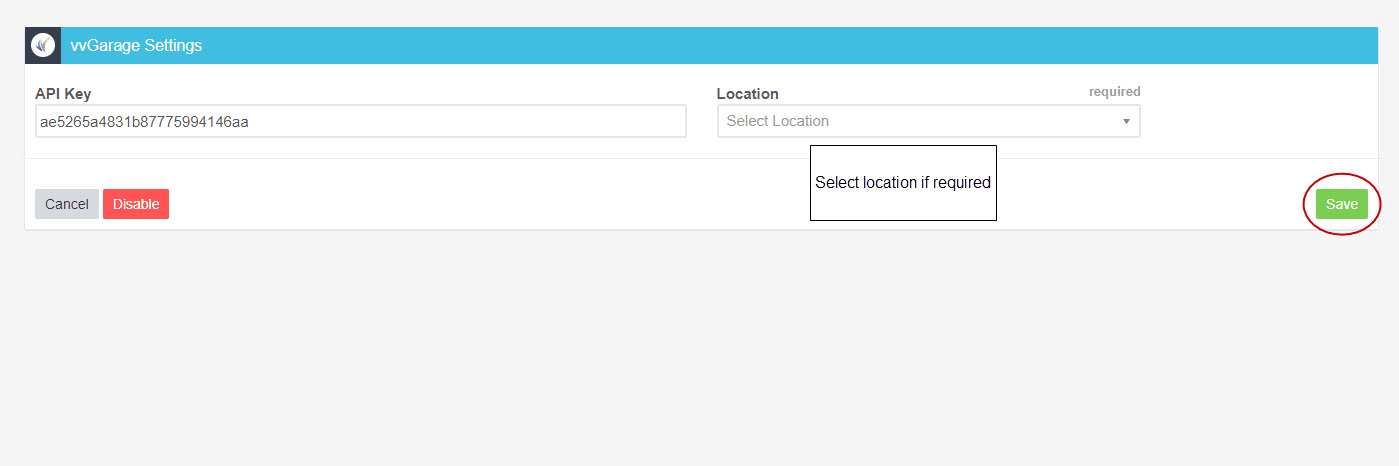 Workshop Software integrate your vvgarage account with workshop software showing “ save “