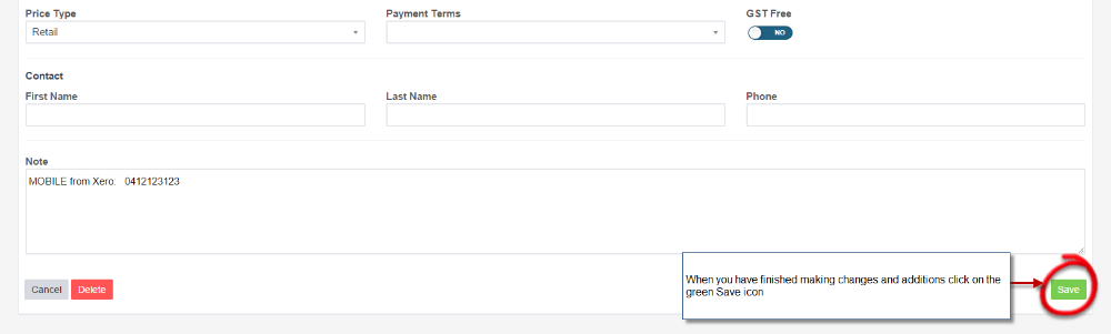 Workshop Software edit a customer’s details step 3 of 3