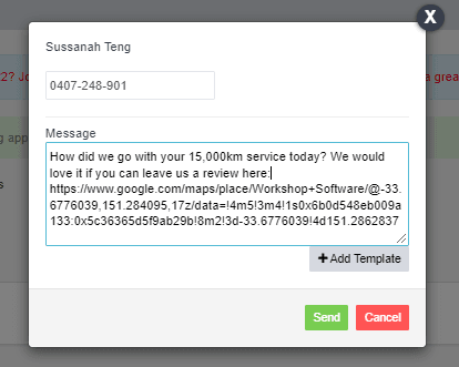 Workshop Software send out a google review to your customers via sms showing in the message you want to send including you…