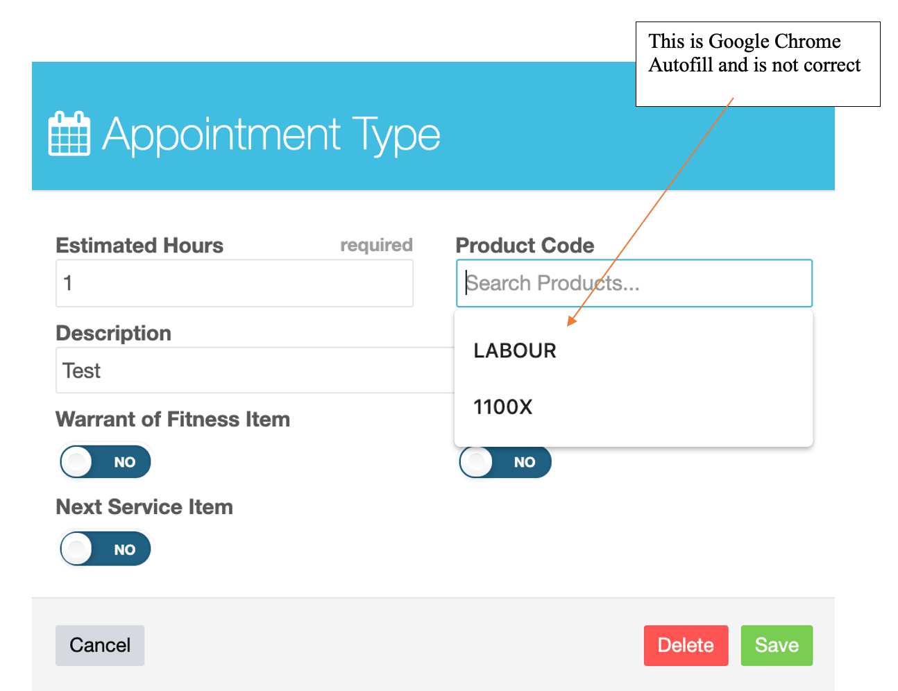 Workshop Software public booking diary - setting up appointment types step 5 of 5