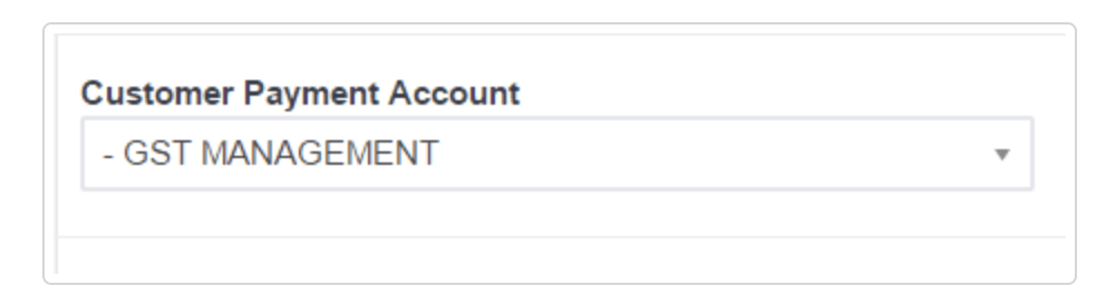 Xero account dropdown showing GST Management account with missing reference number