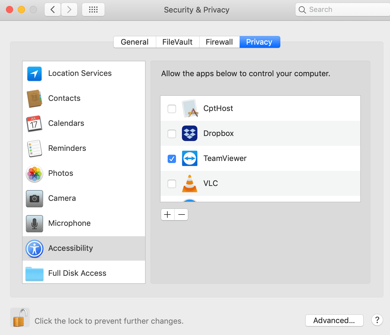 Workshop Software accessing teamviewer on a mac showing box next to teamviewer