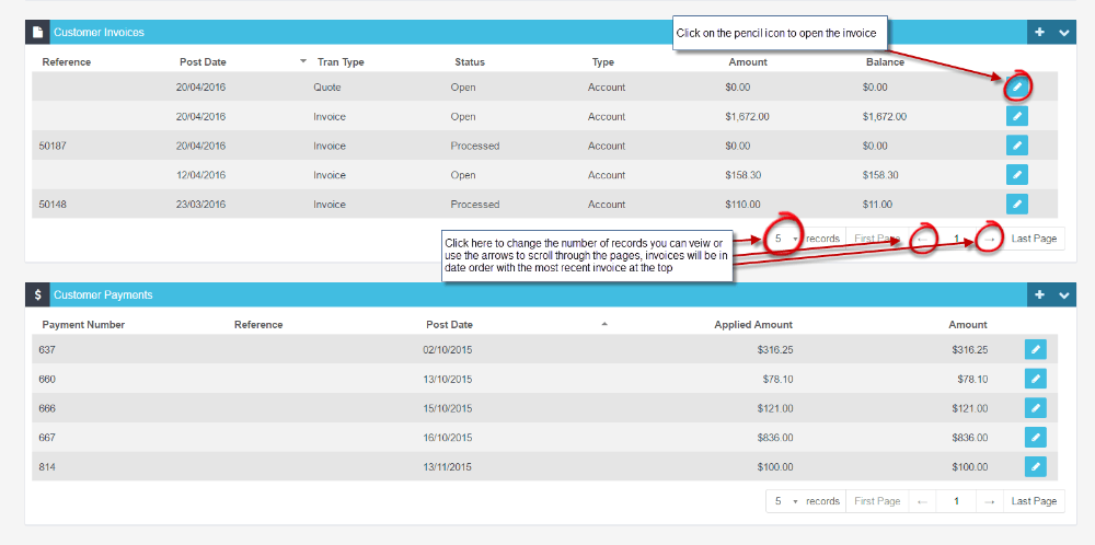Workshop Software search for customer and vehicle history showing down the page below the customer details and list of cus…