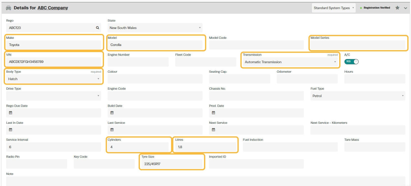 Workshop Software screen showing information will be automatically populated for your vehicle