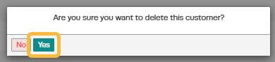 Workshop Software delete a customer showing ‘yes’ button to confirm that you want to delete the customer