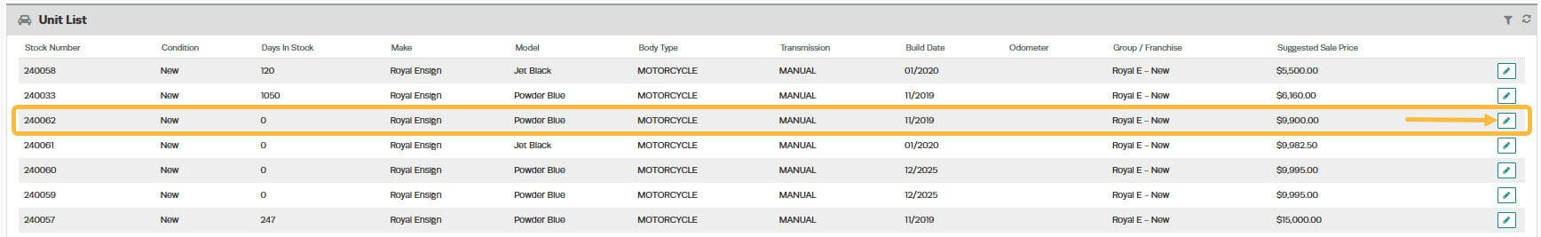Workshop Software add images/description to a sale unit showing ’ pencil ’ icon to open the unit you wish to add a descrip…
