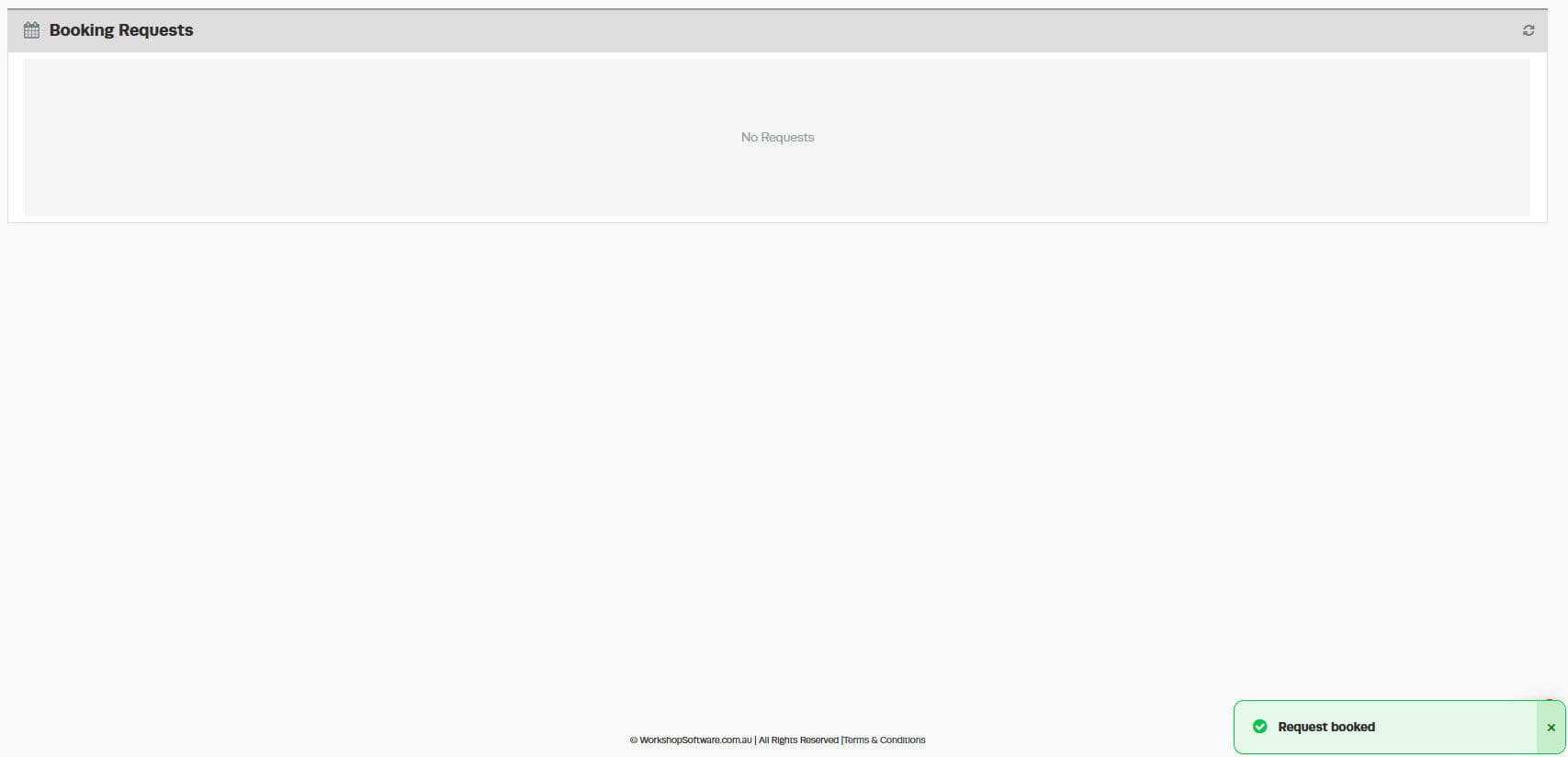 Workshop Software screen showing the booking is then approved and entered into your booking diary
