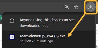 Workshop Software screen showing this will trigger a download of teamviewer