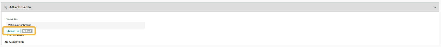 Workshop Software screen showing to add an image, scroll to the heading ’ attachments ’, press ’ choose file ’…
