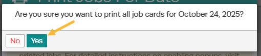 Print preview showing multiple job cards ready for batch printing