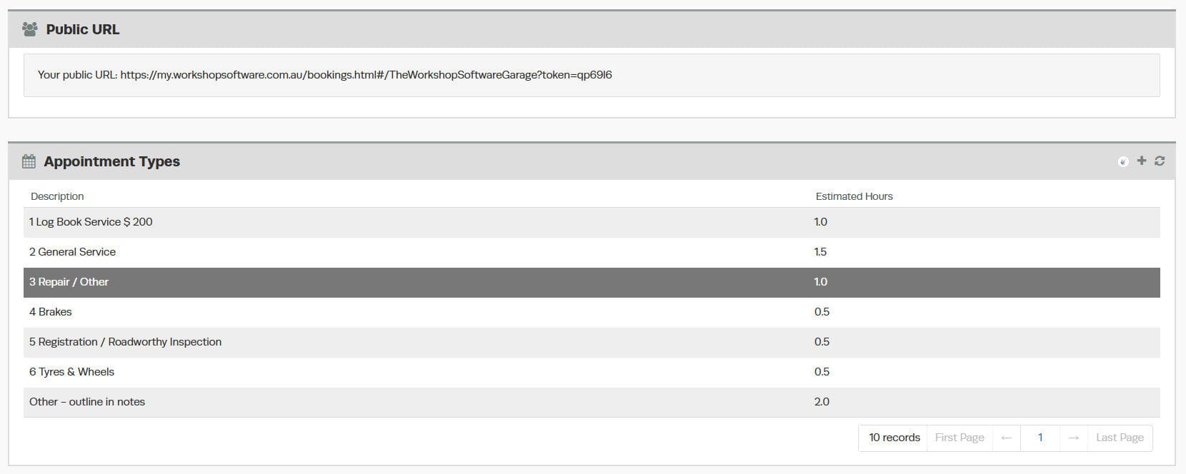 Workshop Software screen showing from here you are able to set up all your own booking types, we have a separa…