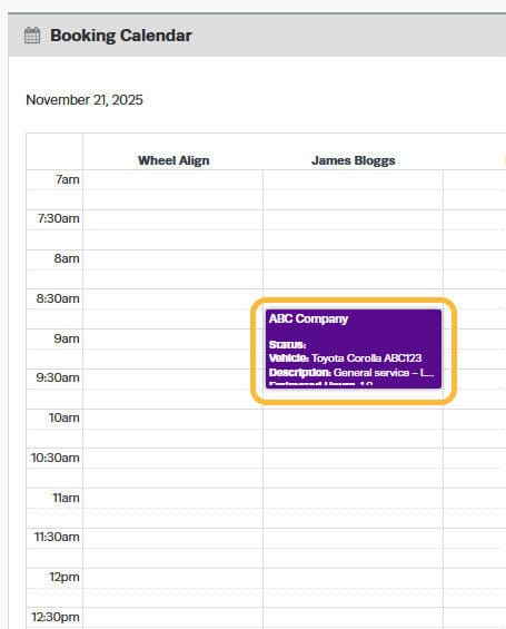 Workshop Software screen showing you can also click on the specific day in the week or day view to open the cu…
