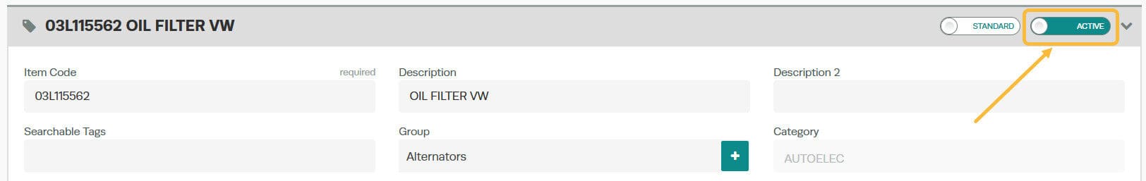 Workshop Software make a product inactive showing ’ active ’ button to ’ inactive ’ and click ’ save ’