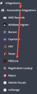 Workshop Software screen showing in the additional menu list that appears, please select ‘ prolink ’