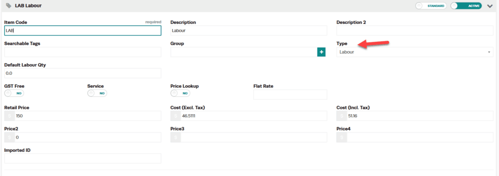 Workshop Software screen showing to have the ability to record the mechanics time the invoice needs a product …