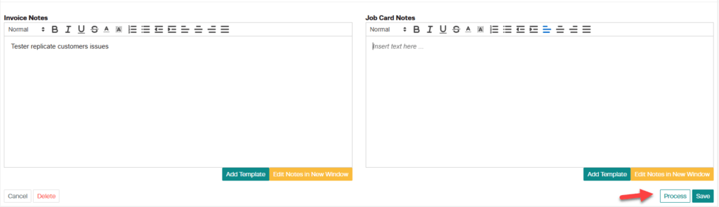 Follow up notes list showing multiple entries for the vehicle history