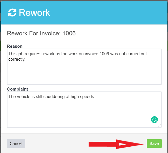 Workshop Software use the rework function step 5 of 5