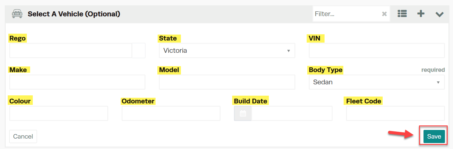 Quote editor showing line items section for adding parts and labour