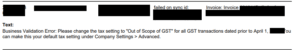 Workshop Software screen showing if your business is not set-up for gst (tax) and you integrate with an accoun…