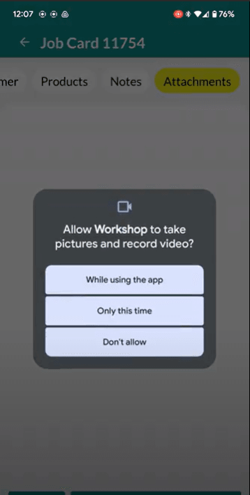 Workshop Software enabling new features in the mobile app showing take photo/video the first time you use this function a …