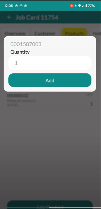 Workshop Software screen showing then add the quantity you wish to add