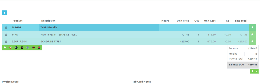 Workshop Software screen showing you will see that it does not have a tax subtotal