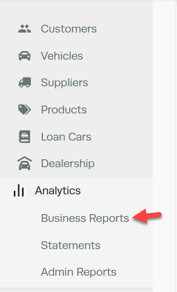 Workshop Software screen showing business reports
