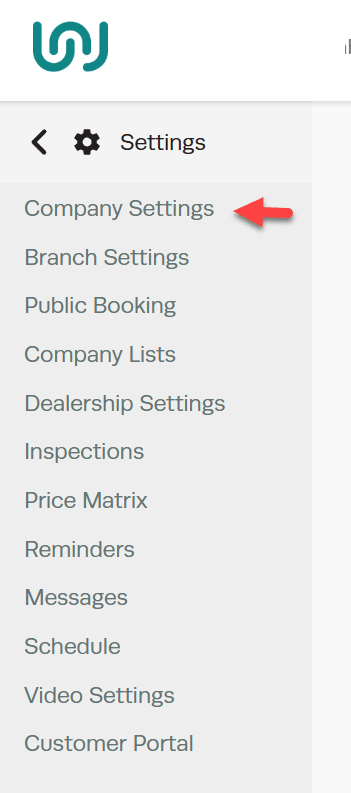 Workshop Software screen showing company settings