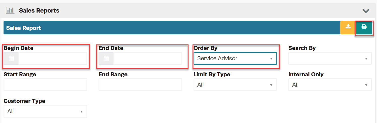Workshop Software screen showing sales reports > sales reports > begin date > end date > order by service advi…” width=”834″ height=”273″>
<img loading=