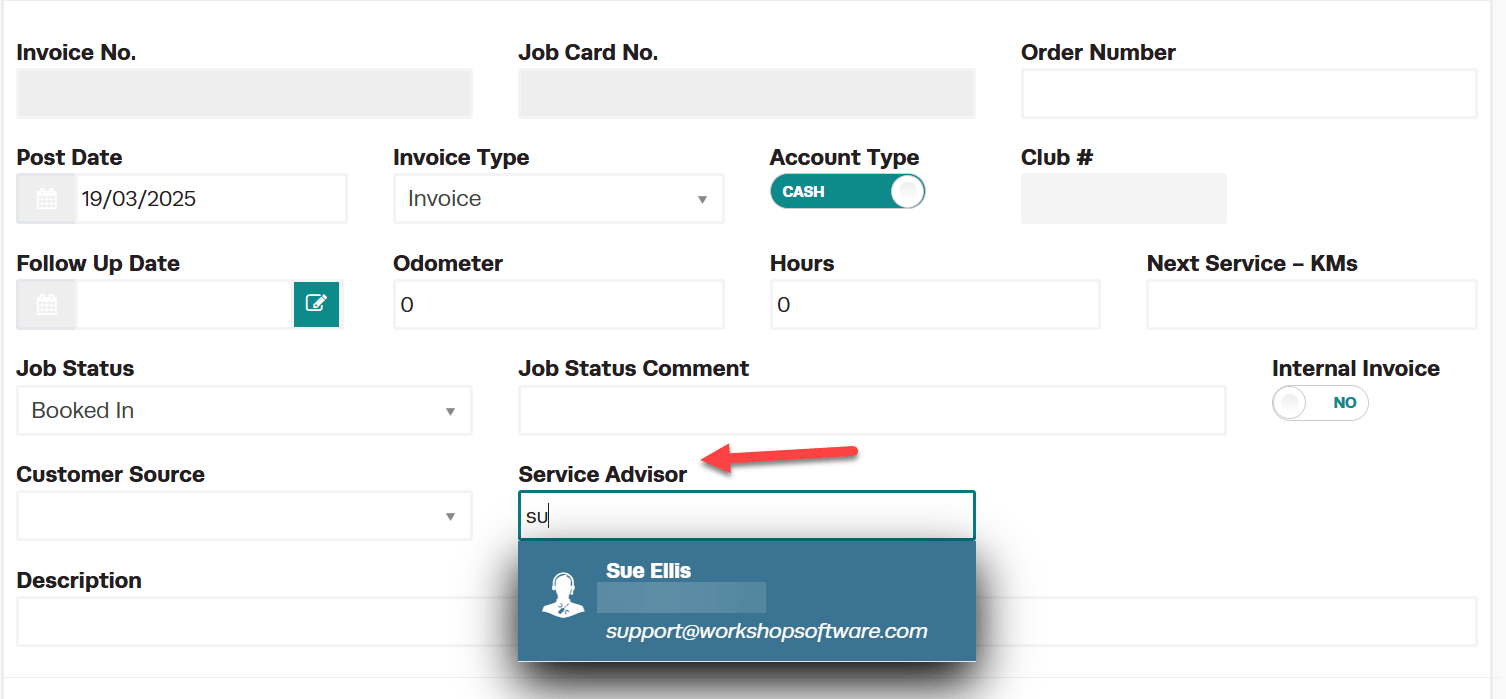 Workshop Software service advisors on job cards step 7 of 13
