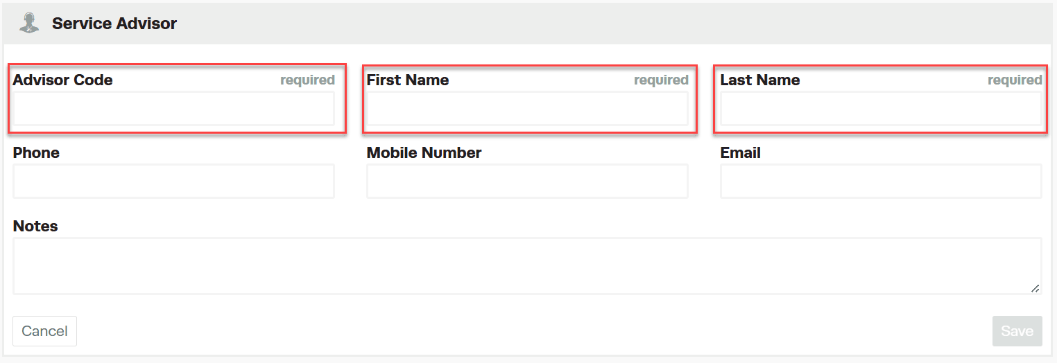 Workshop Software service advisors on job cards showing service advisor details then click save