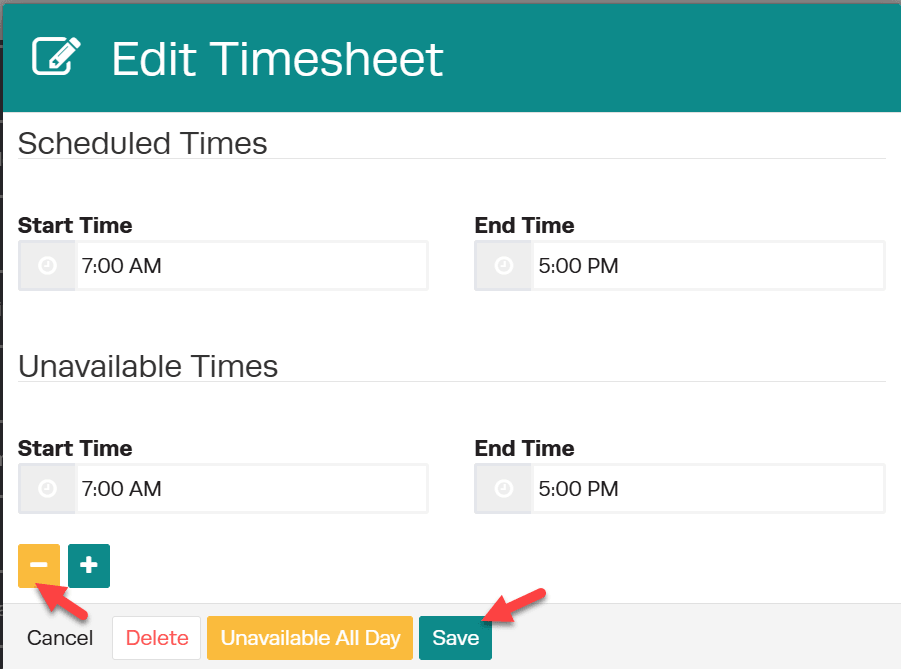 Workshop Software schedule unavailability showing your changes to update the schedule accordingly