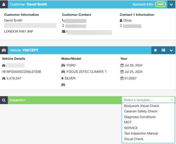 Workshop Software how to use the inspection module showing an inspection template - on the inspection bar, choose from the…
