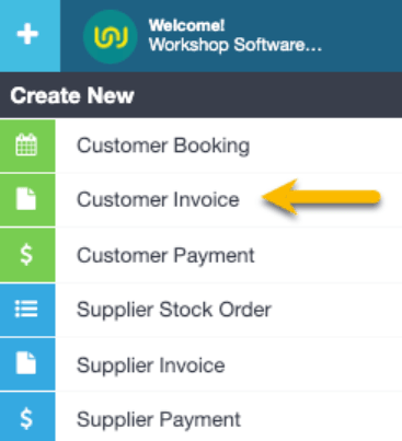 Workshop Software how to add a customer, vehicle and vehicle history from another branch showing ‘+’ icon next to the main…