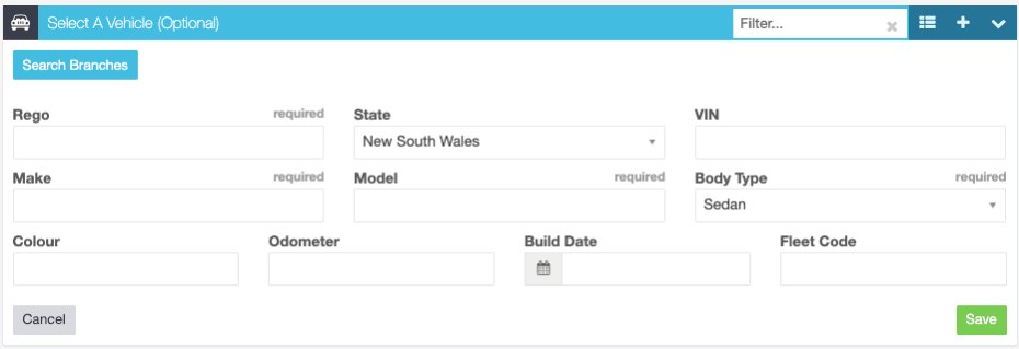 Workshop Software screen showing since this customer has used another branch, click the “+” button to add a ne…