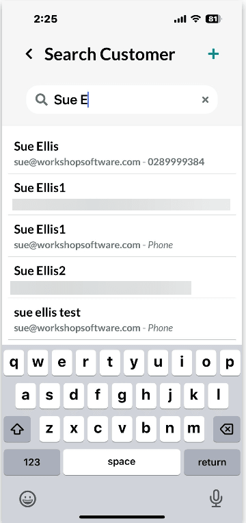 Workshop Software mobile app invoice functionality showing 