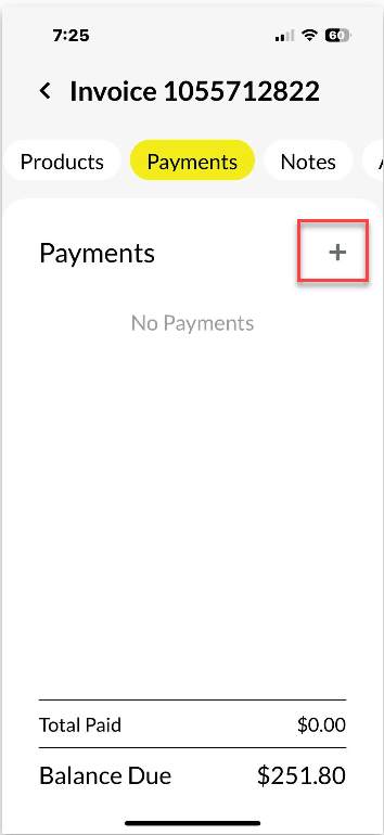 Workshop Software mobile app invoice functionality showing 