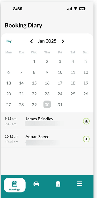 Workshop Software booking diary feature mobile app step 6 of 43