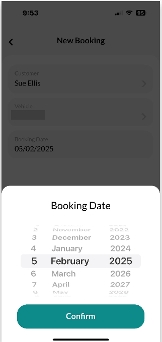 Workshop Software booking diary feature mobile app step 17 of 43