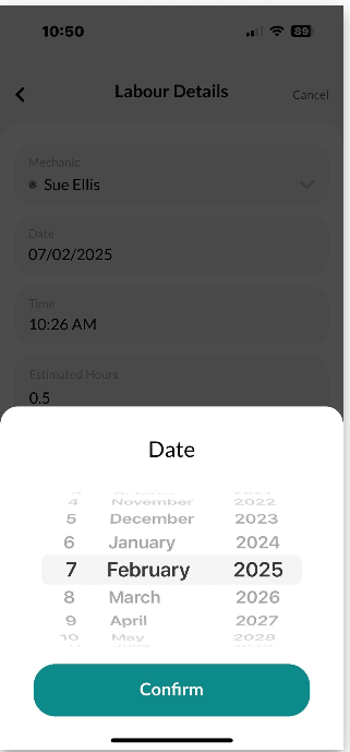 Workshop Software booking diary feature mobile app step 25 of 43