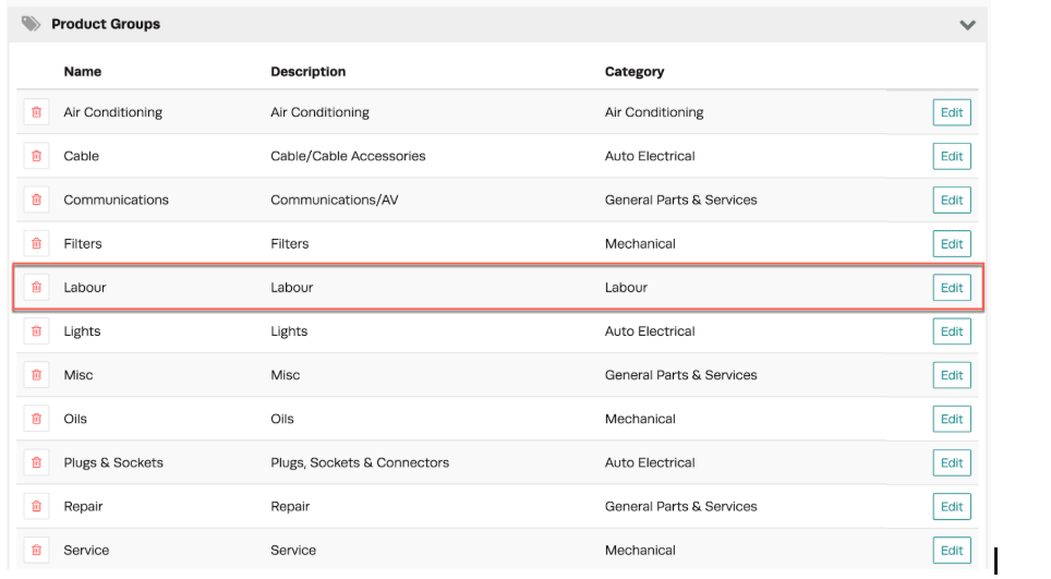 Workshop Software product category tax setup showing product group to category create or link a product group that will be…