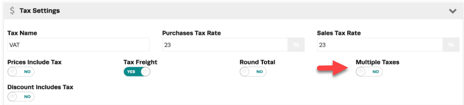 Workshop Software product category tax setup showing default purchase tax rate and sales tax rate as required