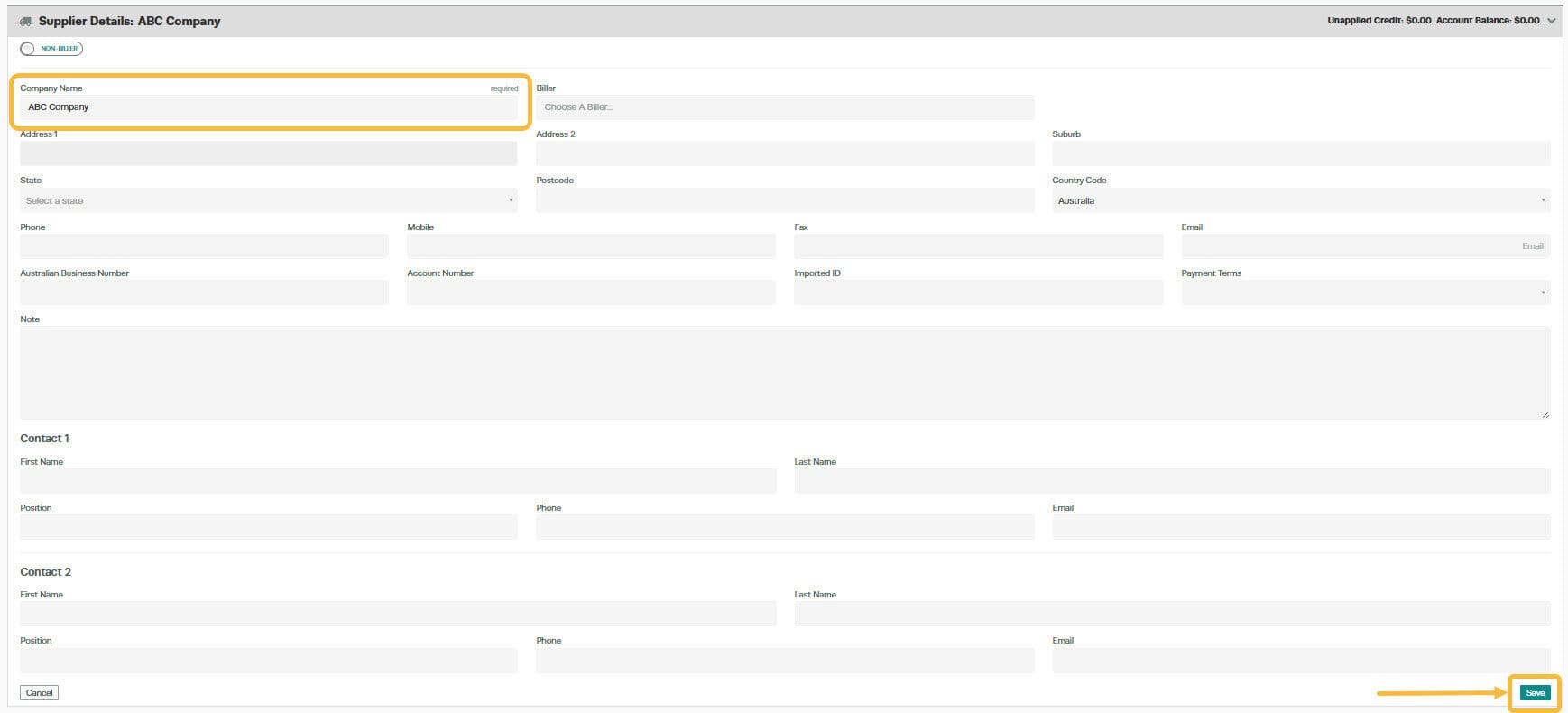 Workshop Software screen showing once all the details have been entered click on the green save icon in the bo…