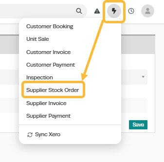Workshop Software create an order for a unit showing supplier stock order by clicking on the ’ + ’ icon next to the main s…