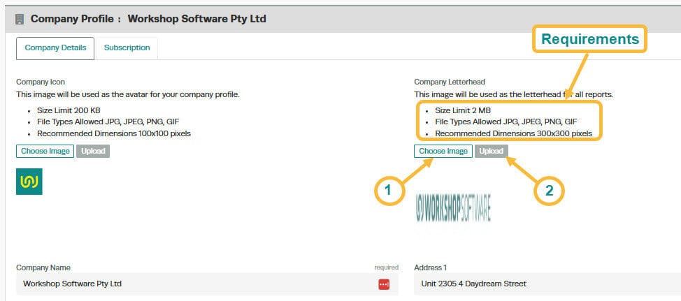 Workshop Software screen showing you will need to make sure that your logo’s meet the requirements listed othe…