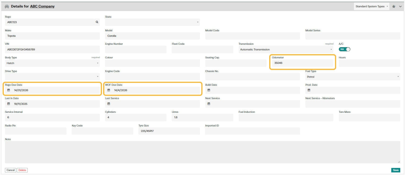 Workshop Software screen showing the information will now be updated in the vehicle profile to show the new va…