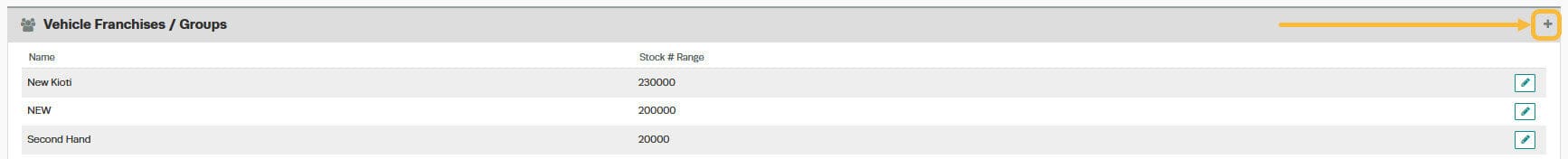 Workshop Software setting up your franchise/group in dealership software showing ’ + ’ icon in the top right corner to ope…